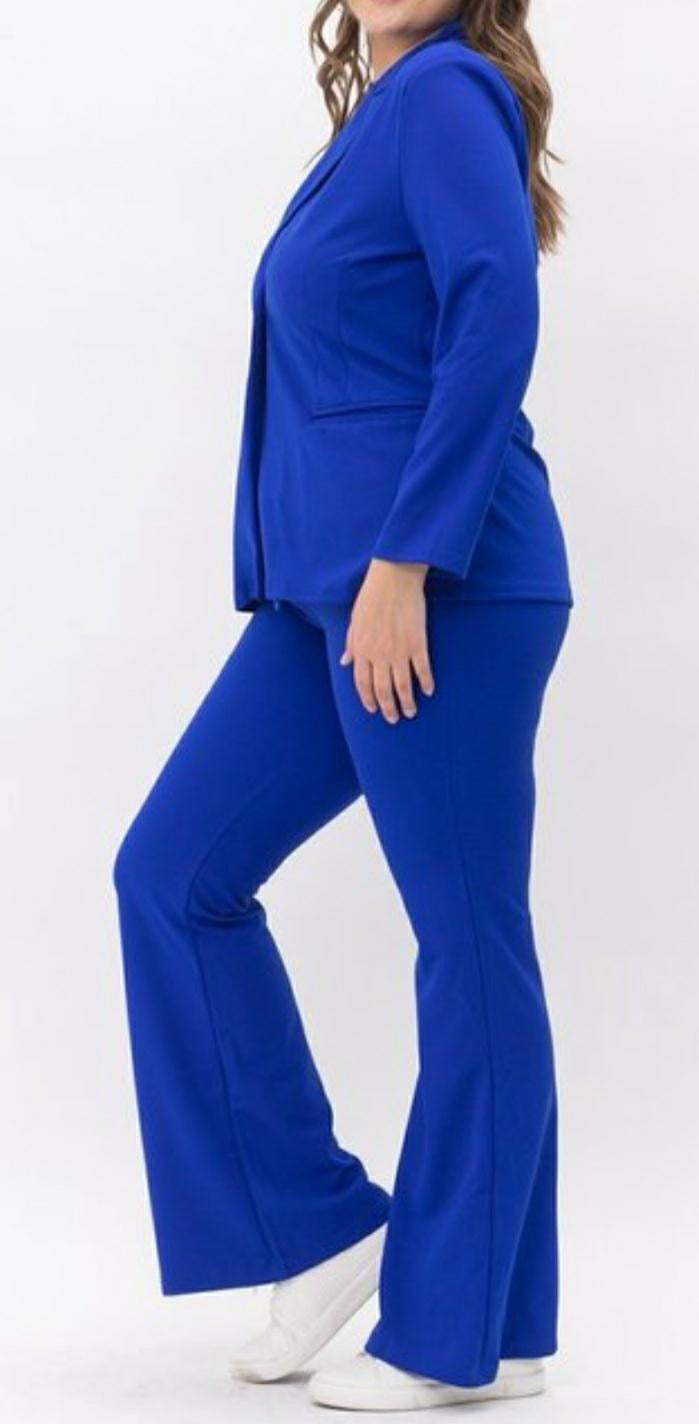 Curvy Jersey Blazer Pants Suit