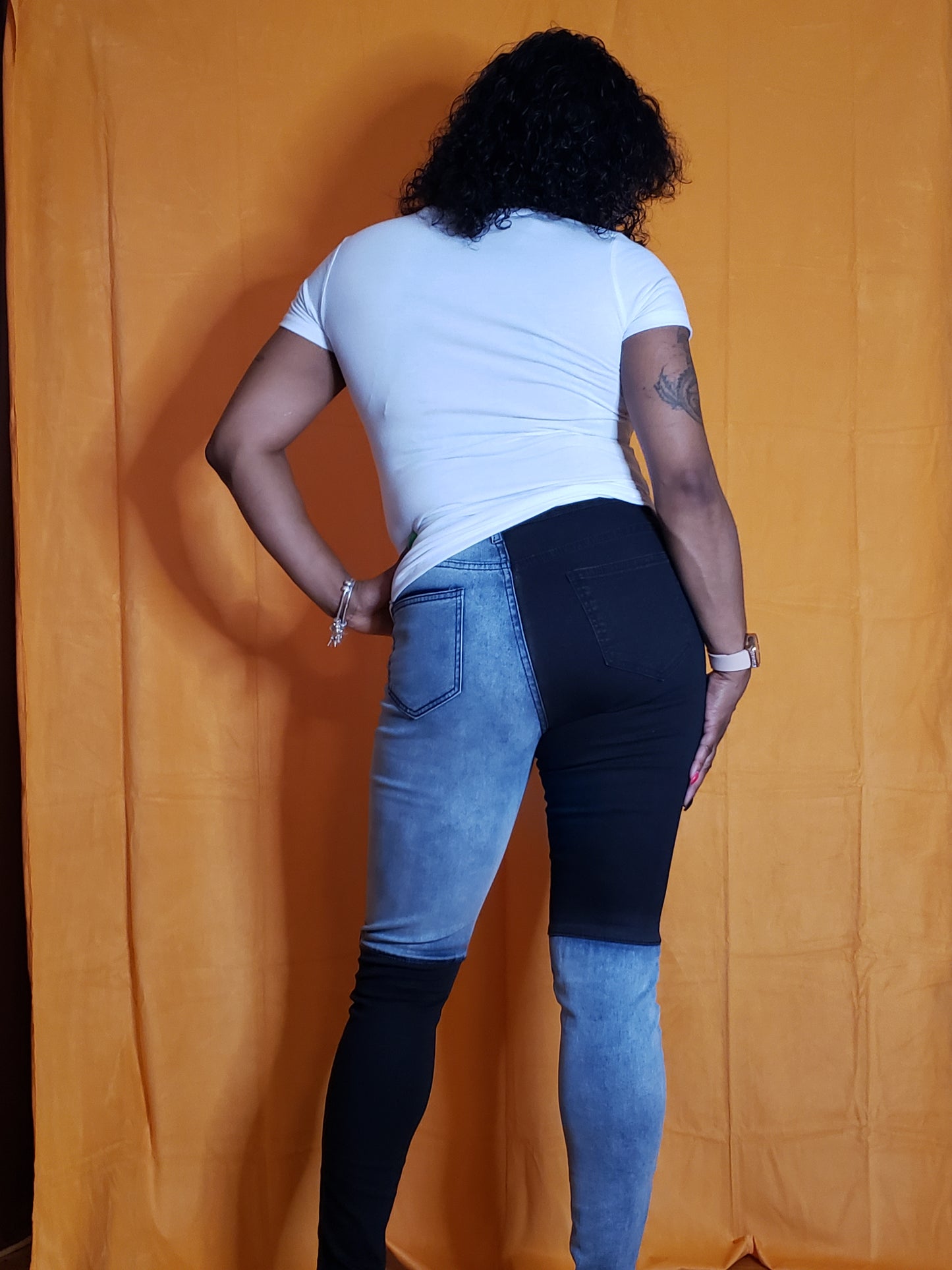ColorBlock Skinny Jeans (Black)