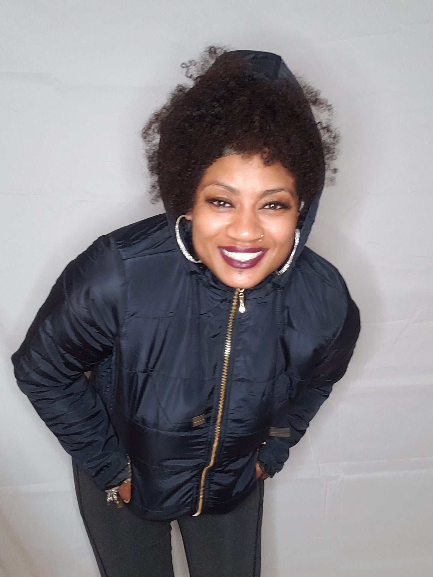 Tri Zipper Puff Hoodie Jacket