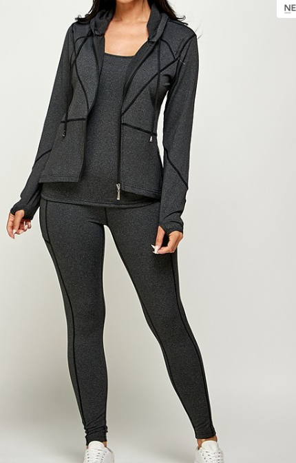 3-Piece Hooded Activewear Set