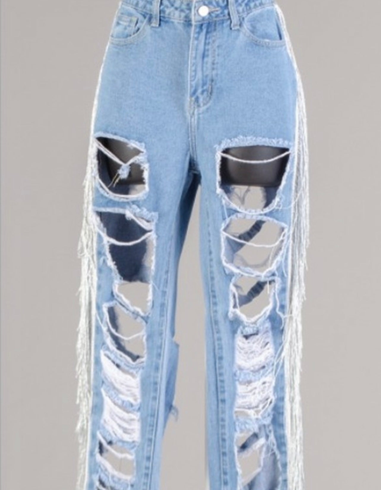 Highlight Distressed Jeans with Tassels
