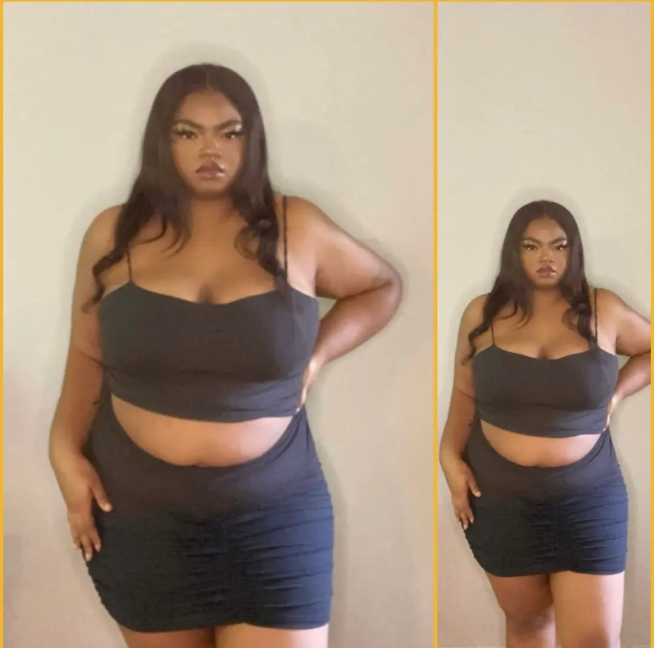 Ruched Crop Top and Skirt Set